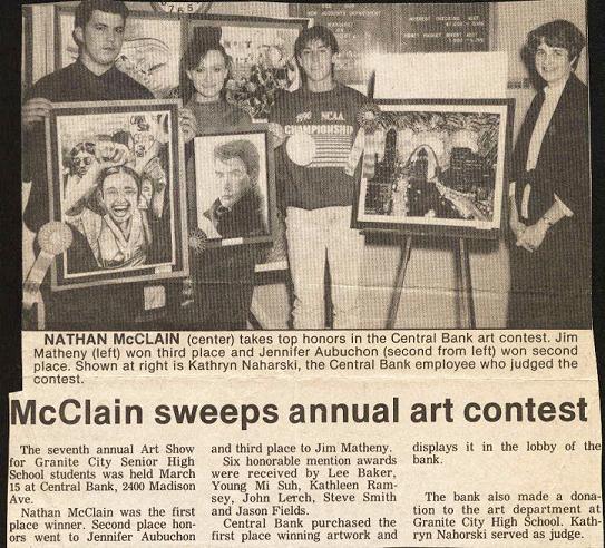 1990 Granite City Press Record article on Central Bank Art Contest