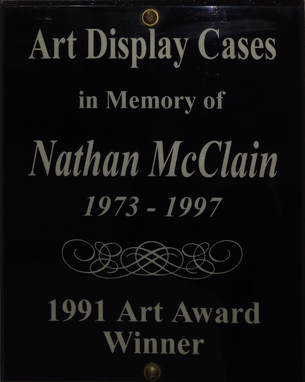 Art Display Cases at Granite City High School, in Nate McClain's honor
